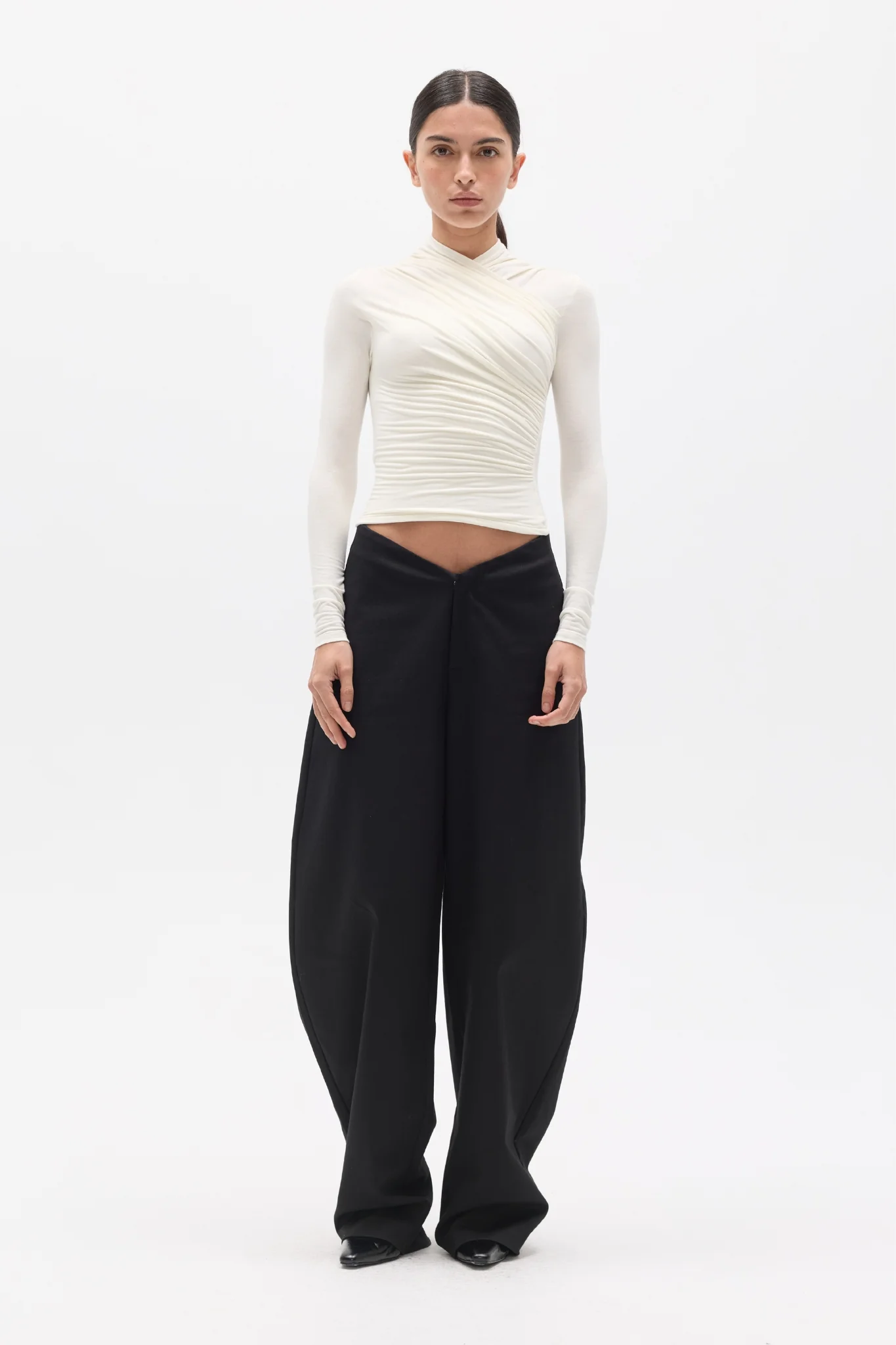 AMRITA LONG SLEEVE TOP - IVORY