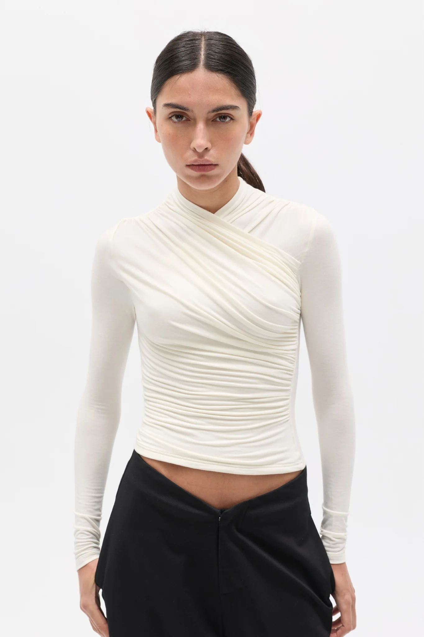 AMRITA LONG SLEEVE TOP - IVORY - Image 2