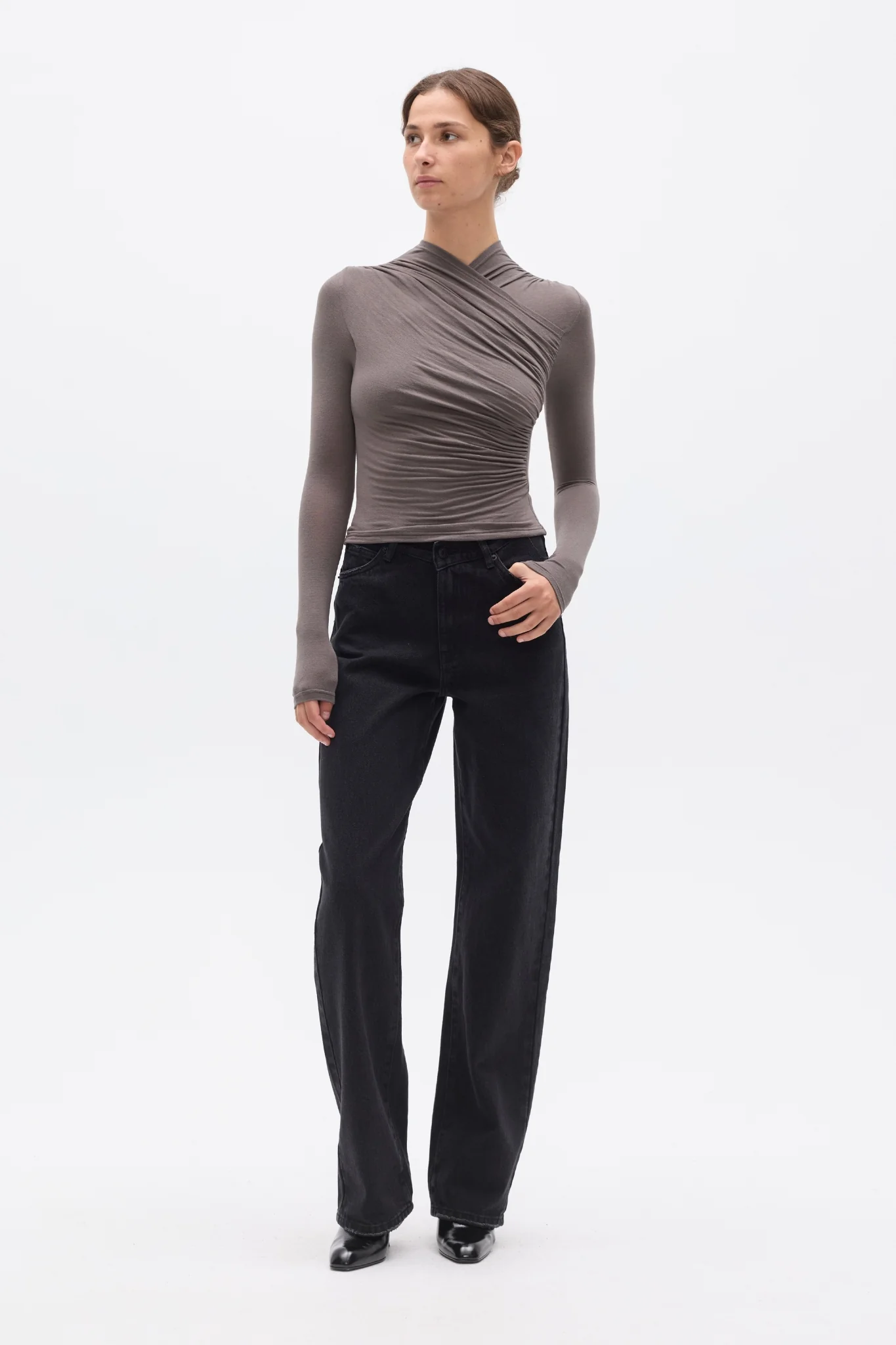 AMRITA LONG SLEEVE TOP - SMOKE
