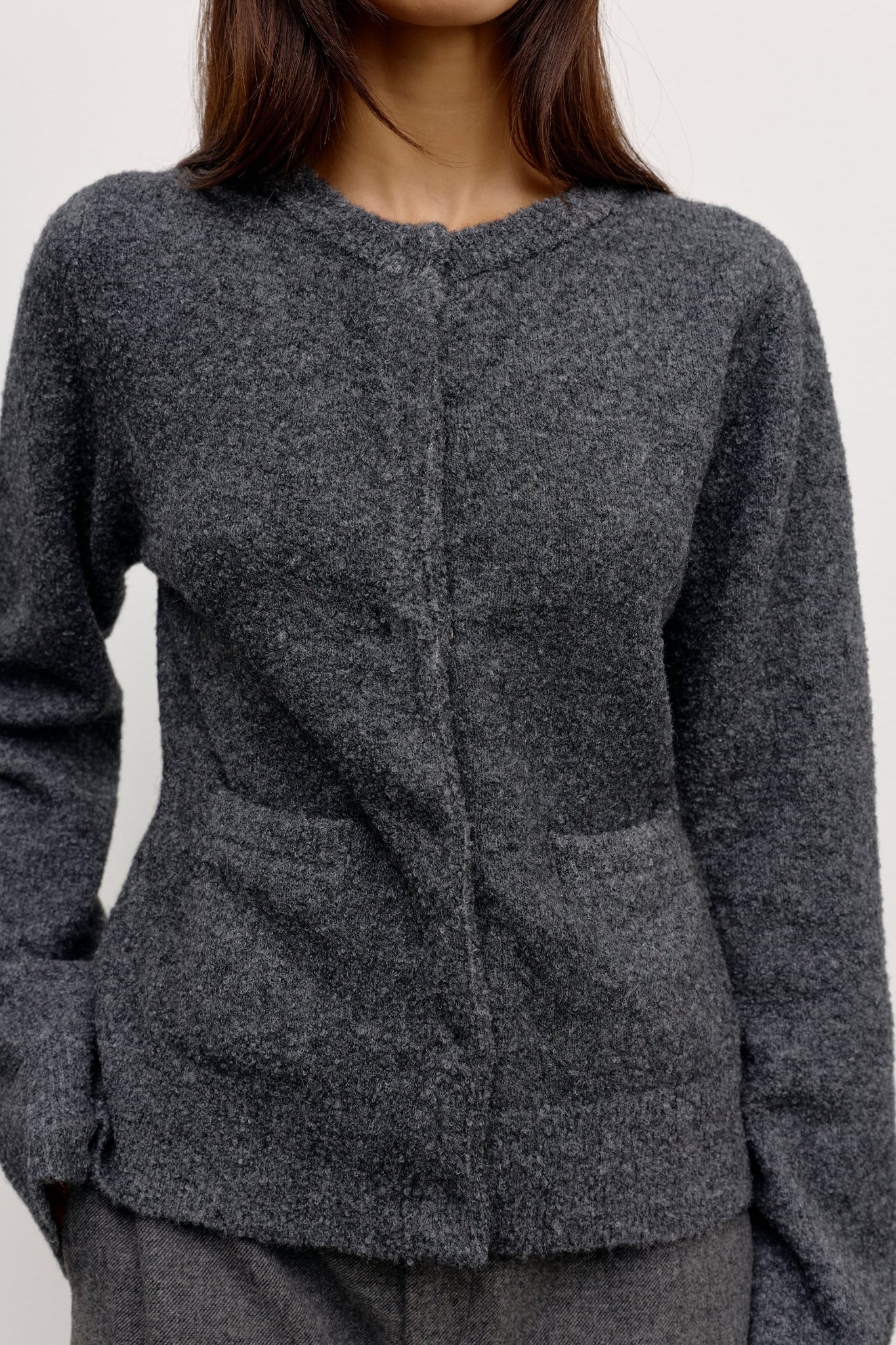 BEATRICE CARDIGAN - DARK HEATHER GREY - Image 3