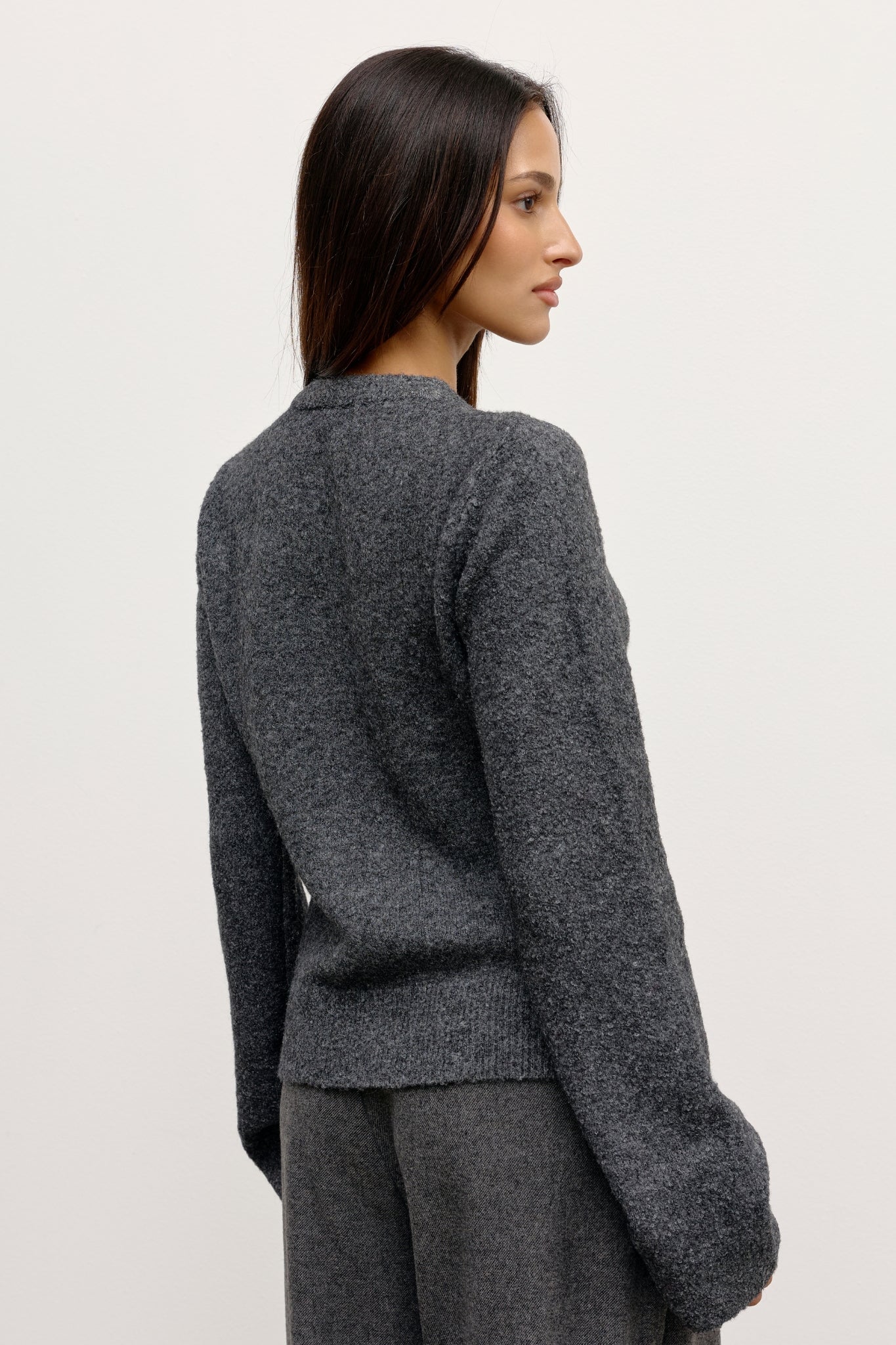 BEATRICE CARDIGAN - DARK HEATHER GREY - Image 4