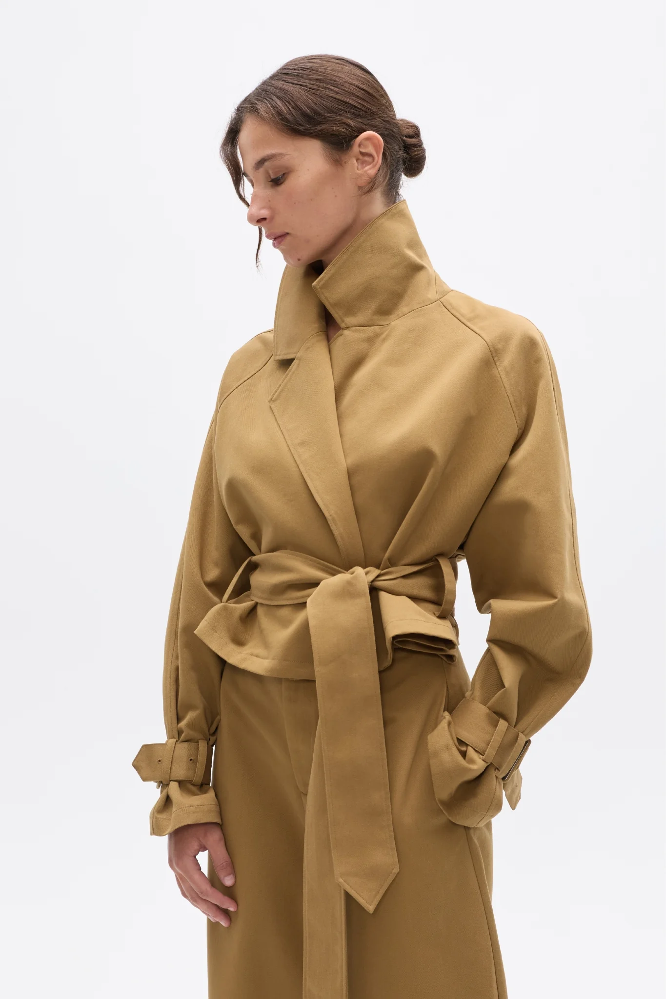 BRIAR CROPPED TRENCH - KHAKI - Image 2
