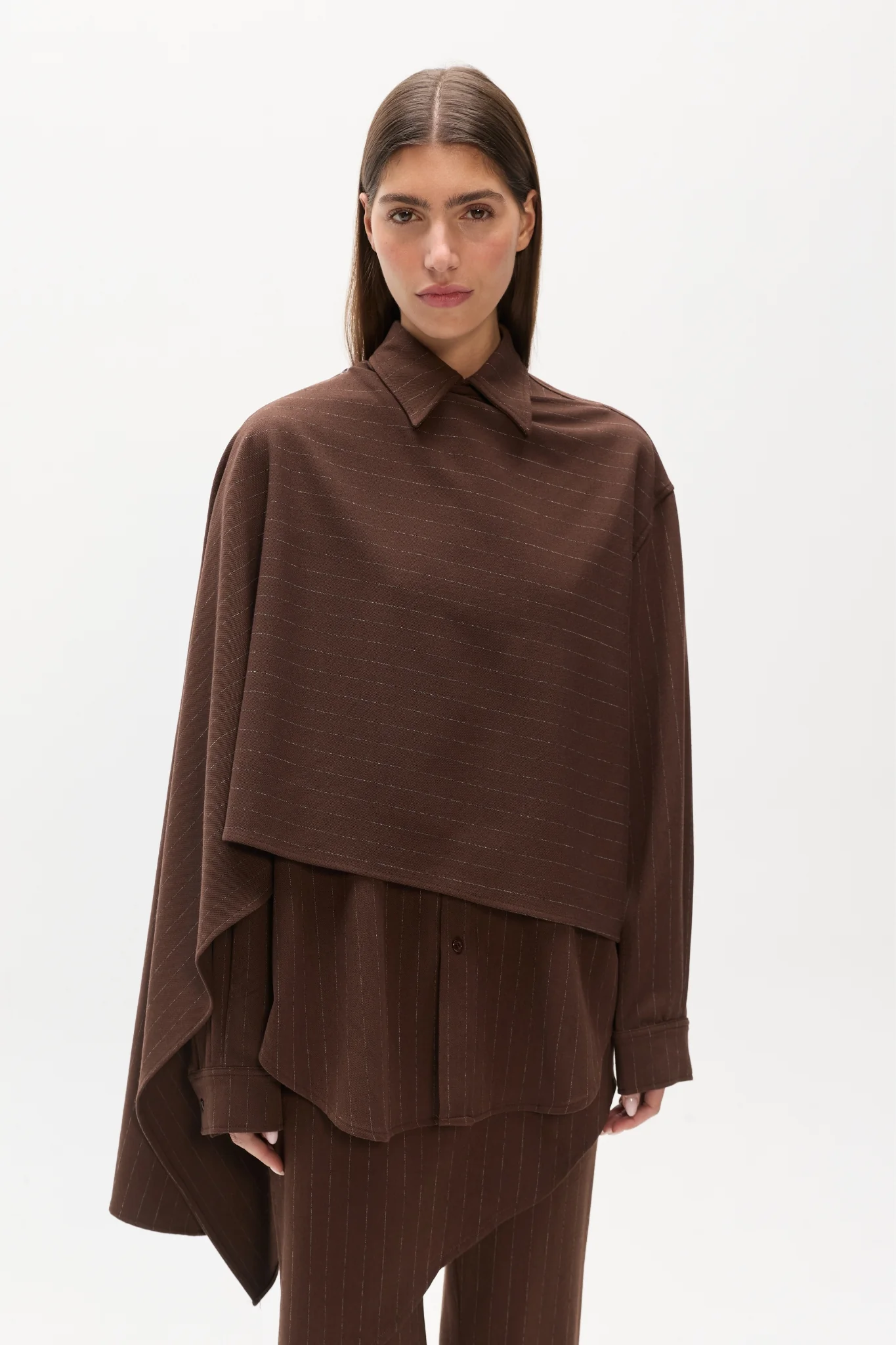 COVA SHIRT - BROWN PINSTRIPE