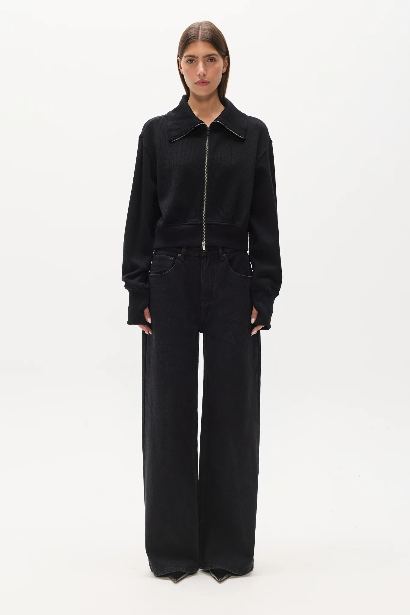 FLORENCE KNIT ZIP THROUGH - BLACK