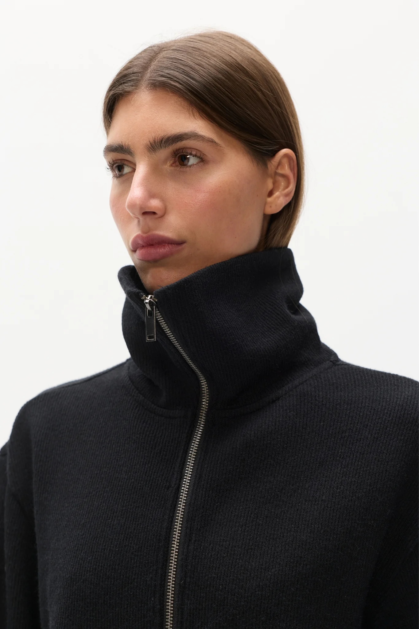 FLORENCE KNIT ZIP THROUGH - BLACK - Image 3