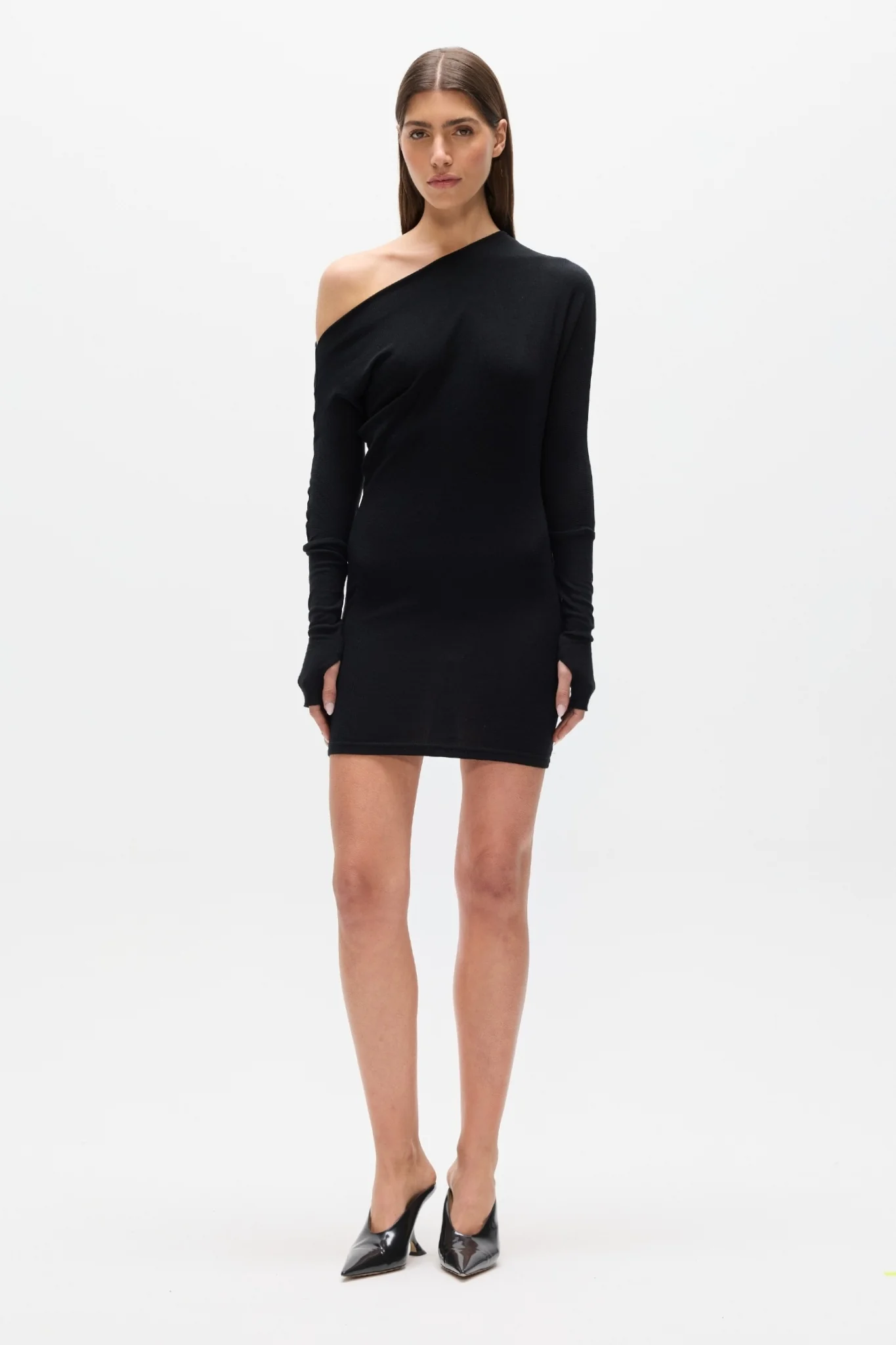 GISELLE KNIT MINI DRESS - BLACK