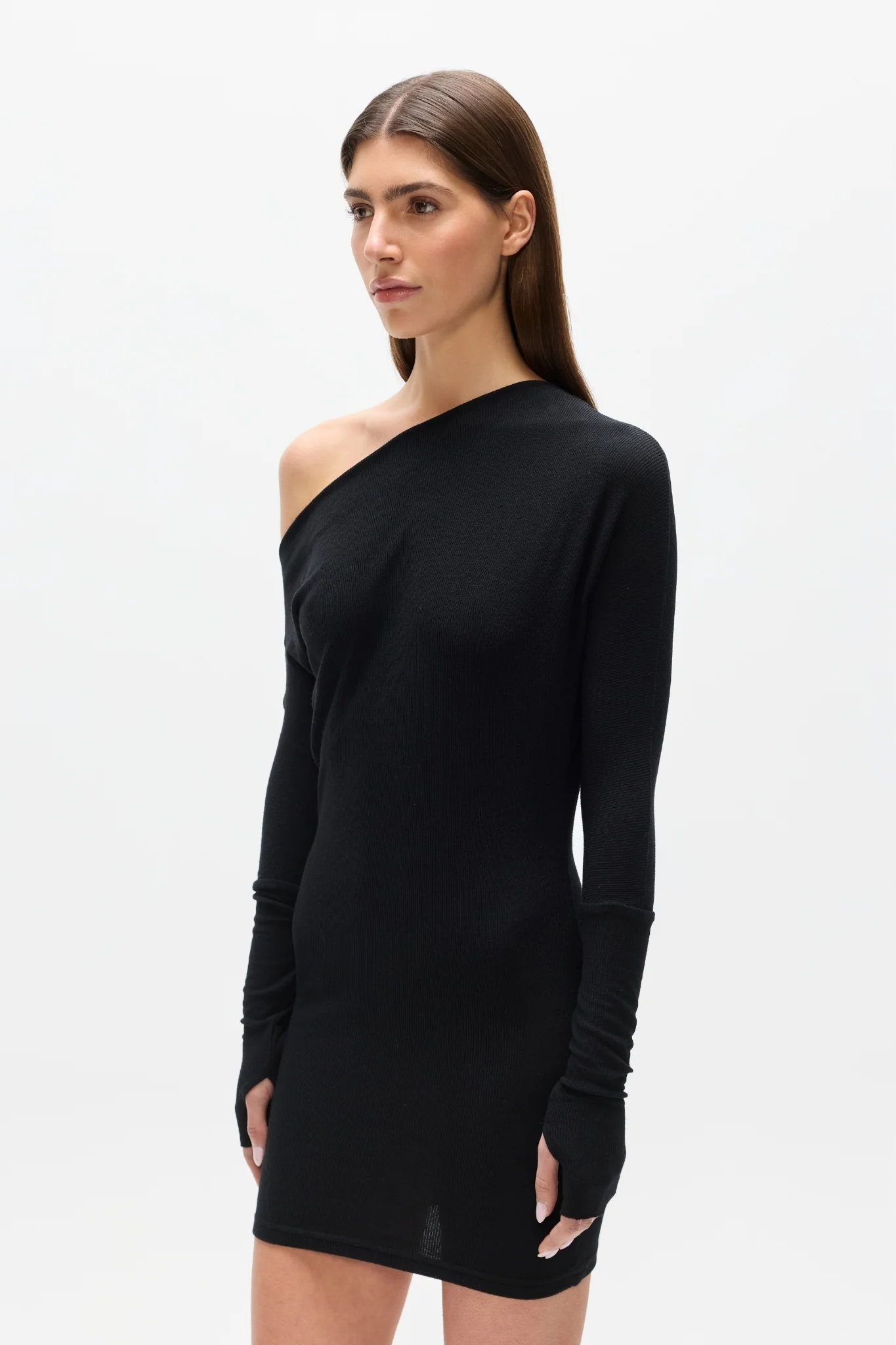 GISELLE KNIT MINI DRESS - BLACK - Image 2