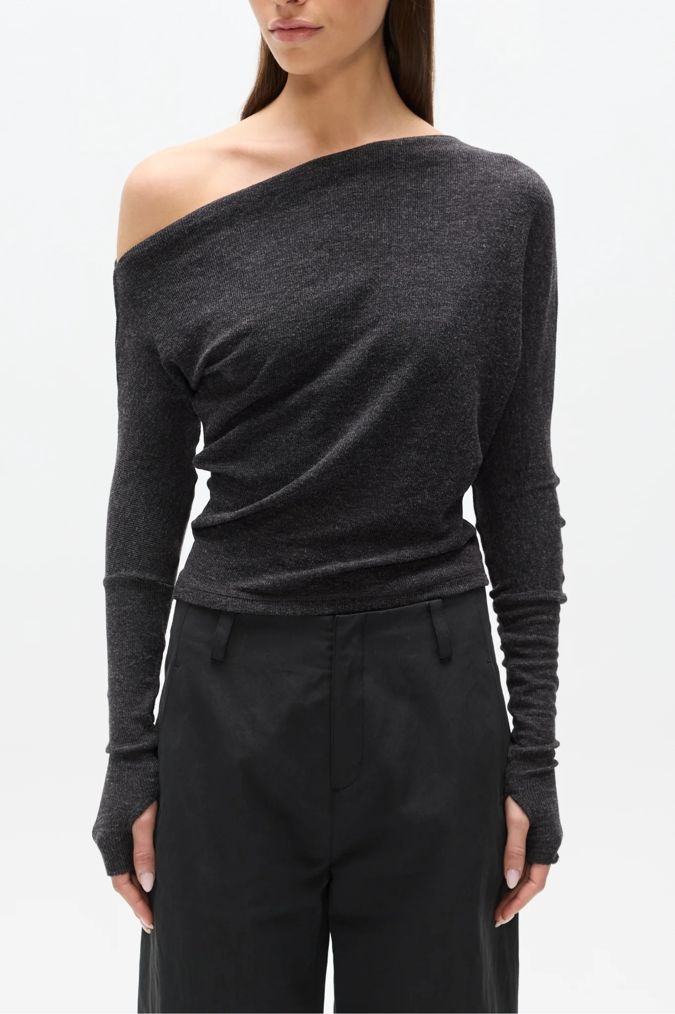 GISELLE KNIT TOP - HEATHER GREY MARLE - Image 3
