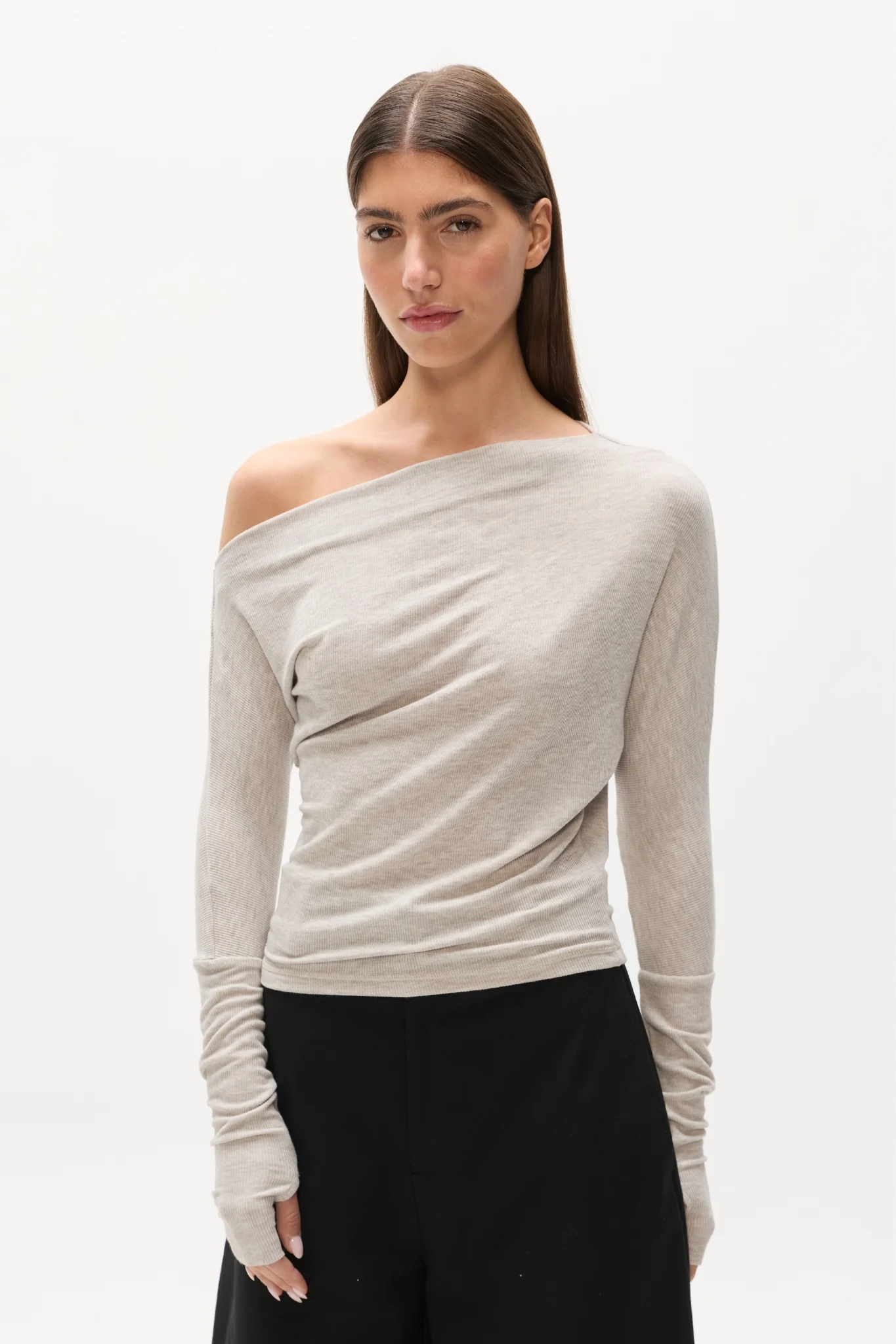 GISELLE KNIT TOP - LIGHT GREY MARLE - Image 2