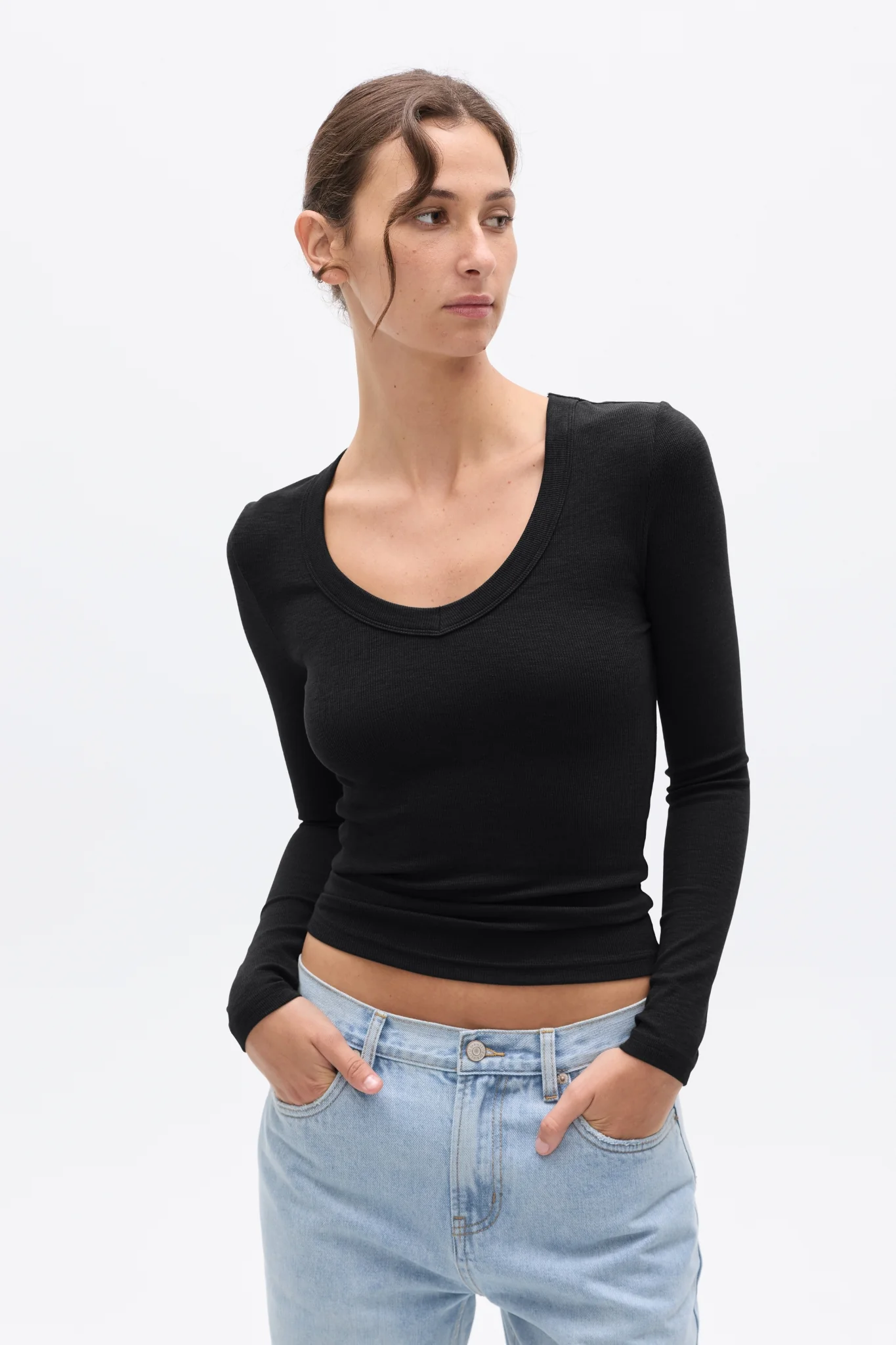 GRACE LONG SLEEVE TOP - BLACK - Image 3