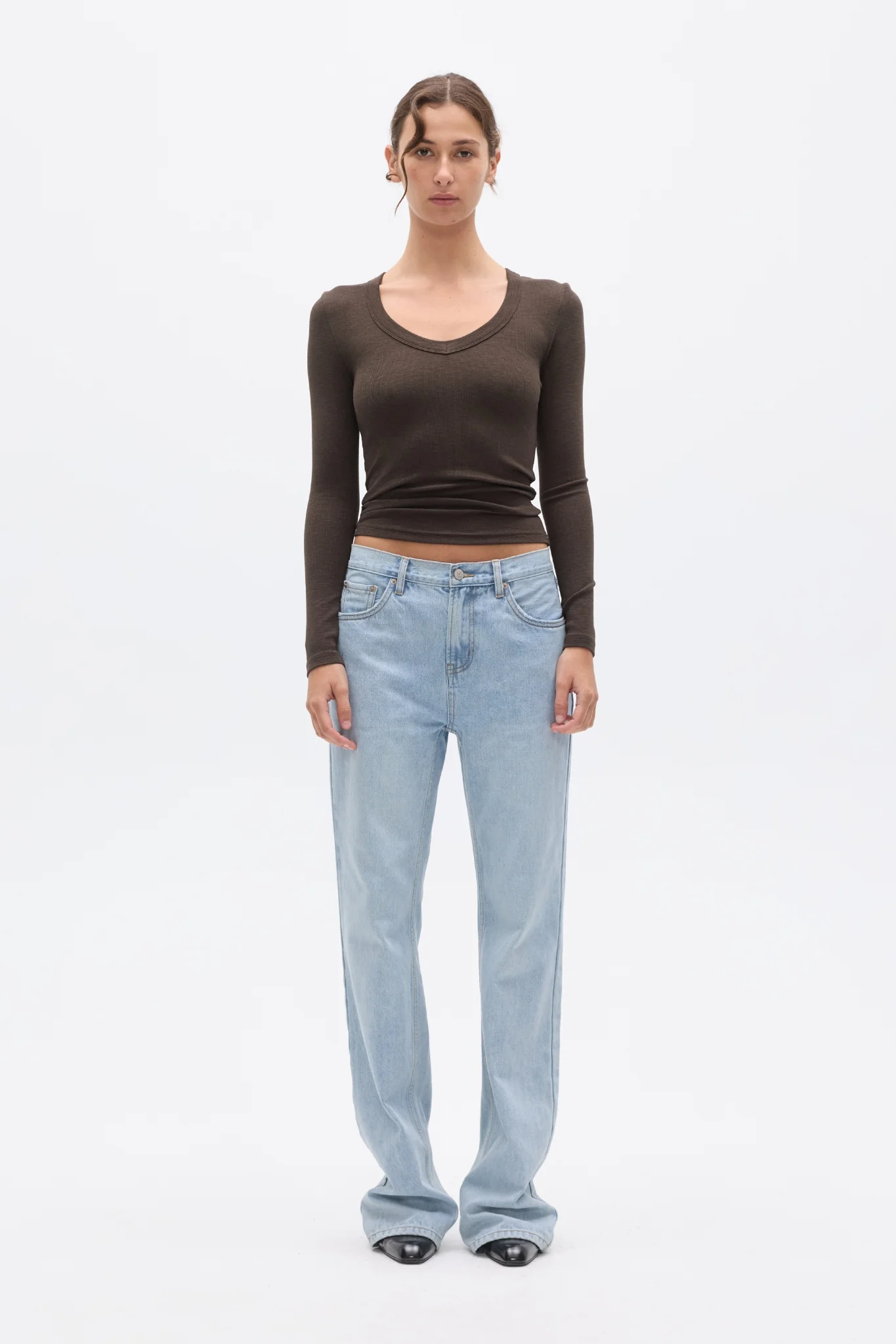 GRACE LONG SLEEVE TOP - ESPRESSO