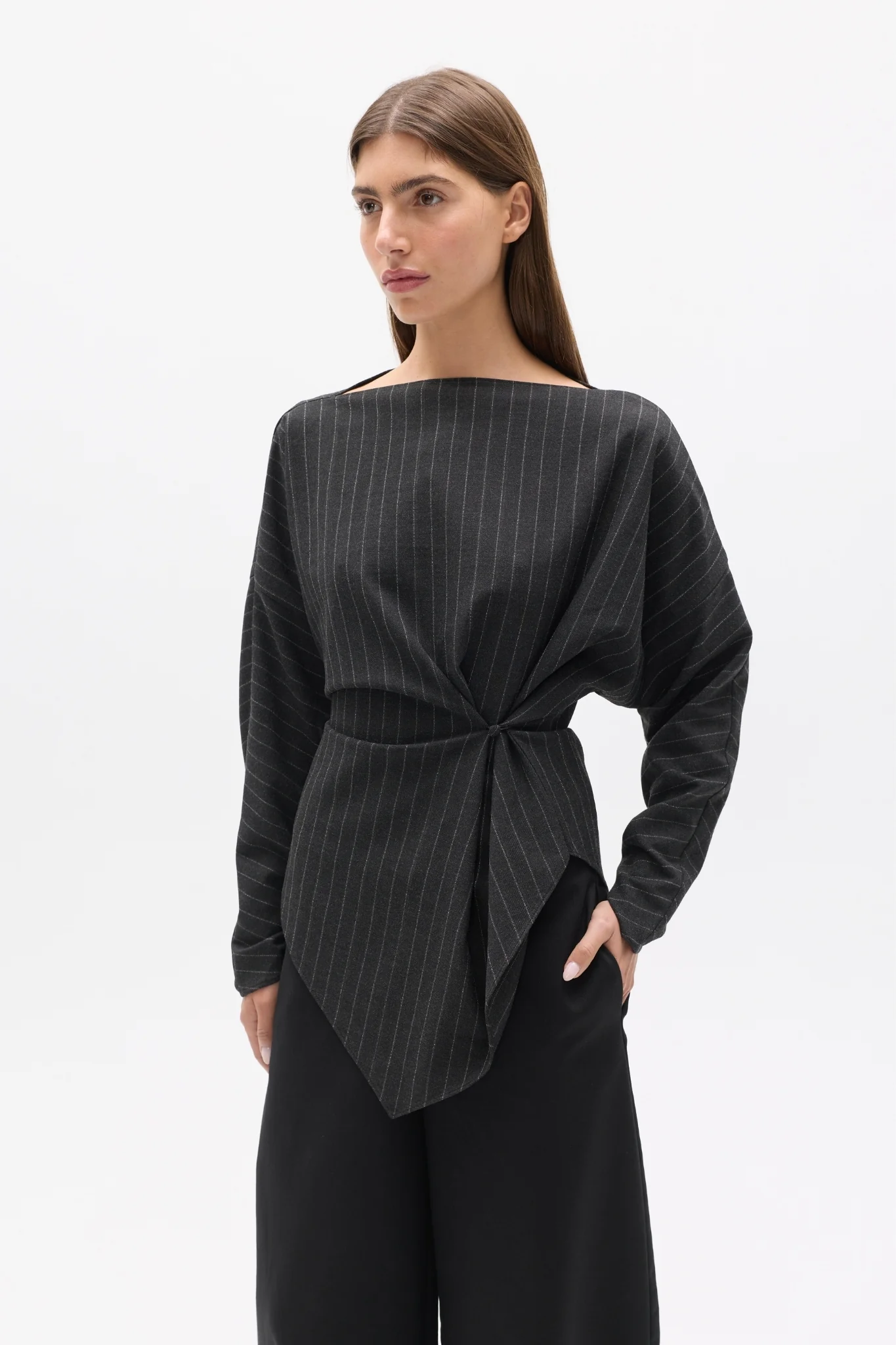 HALTHEA TOP - CHARCOAL PINSTRIPE - Image 3