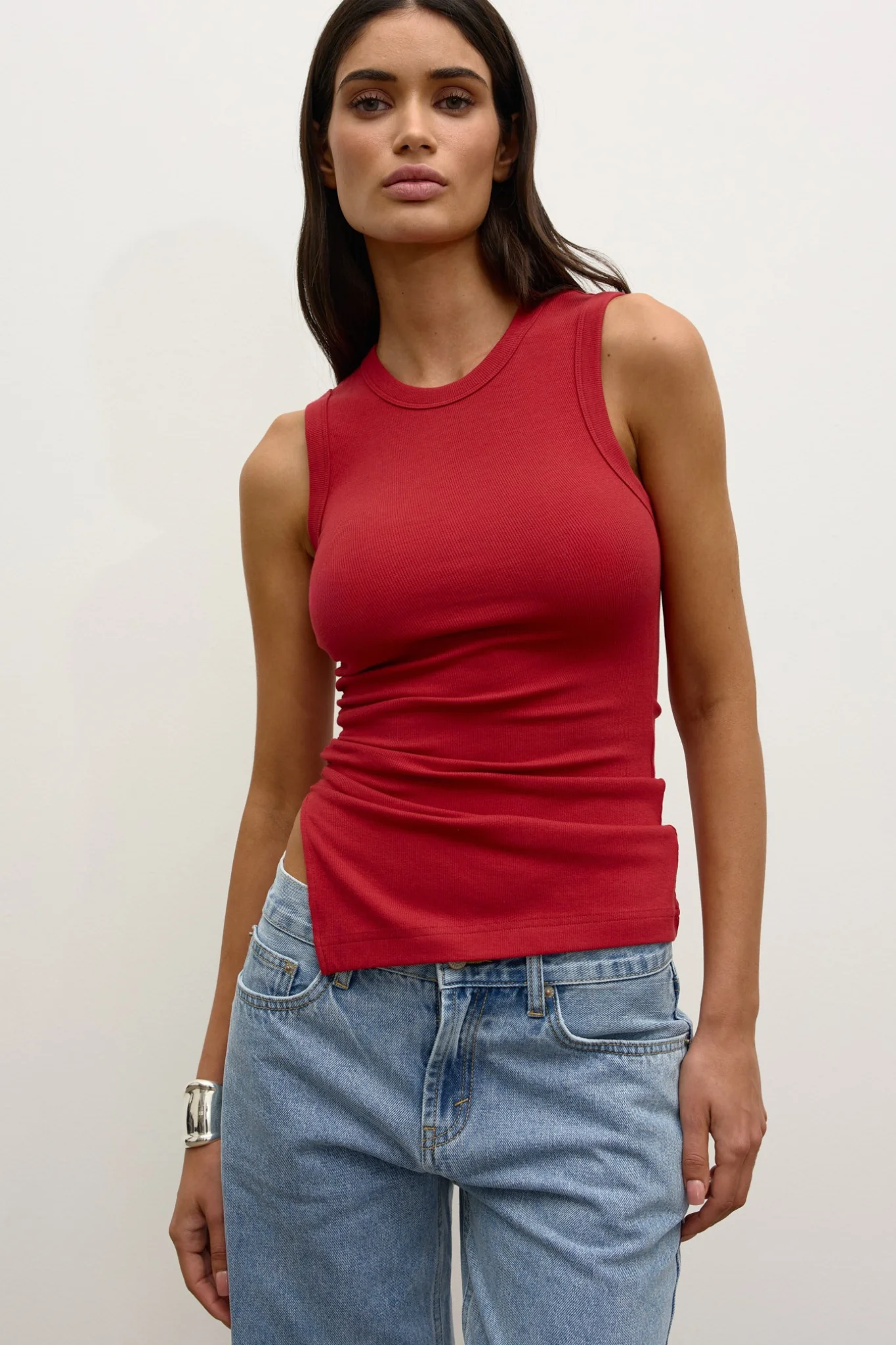 LANA ROUCHED TANK - RED - Image 2