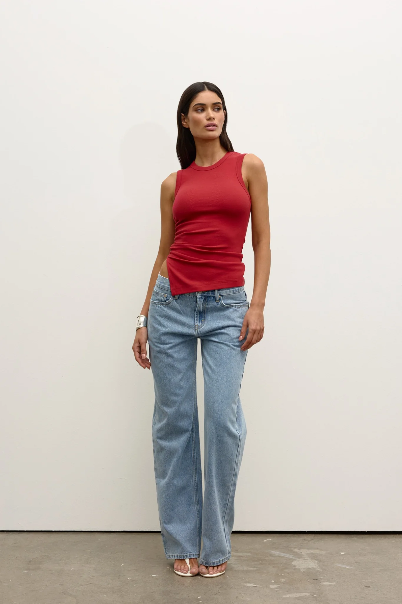LANA ROUCHED TANK - RED - Image 3