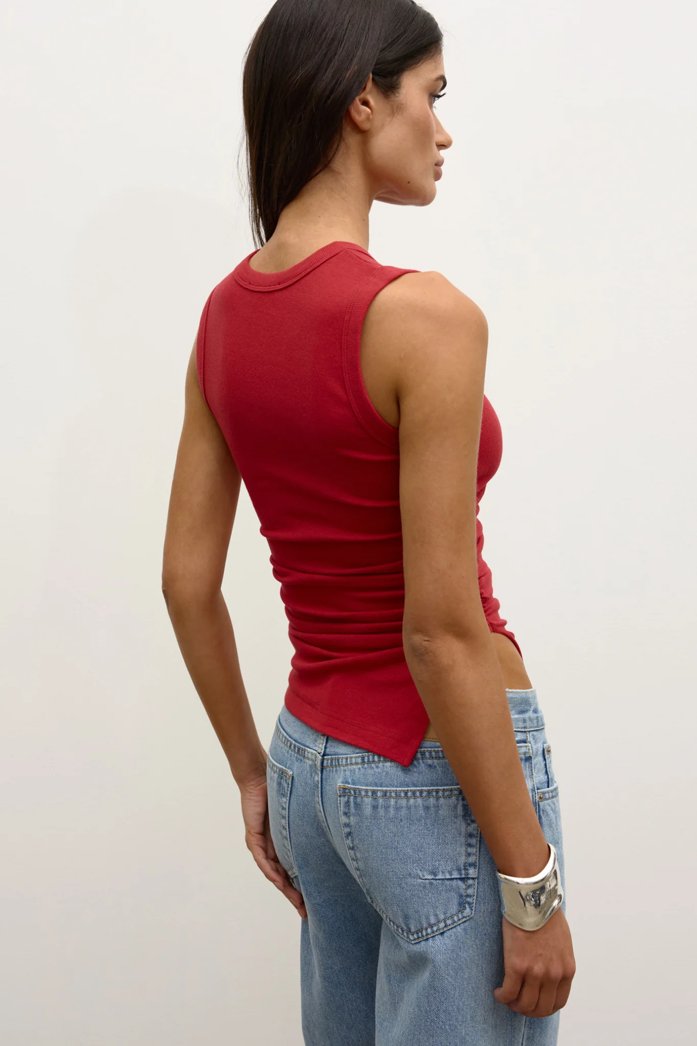 LANA ROUCHED TANK - RED - Image 4
