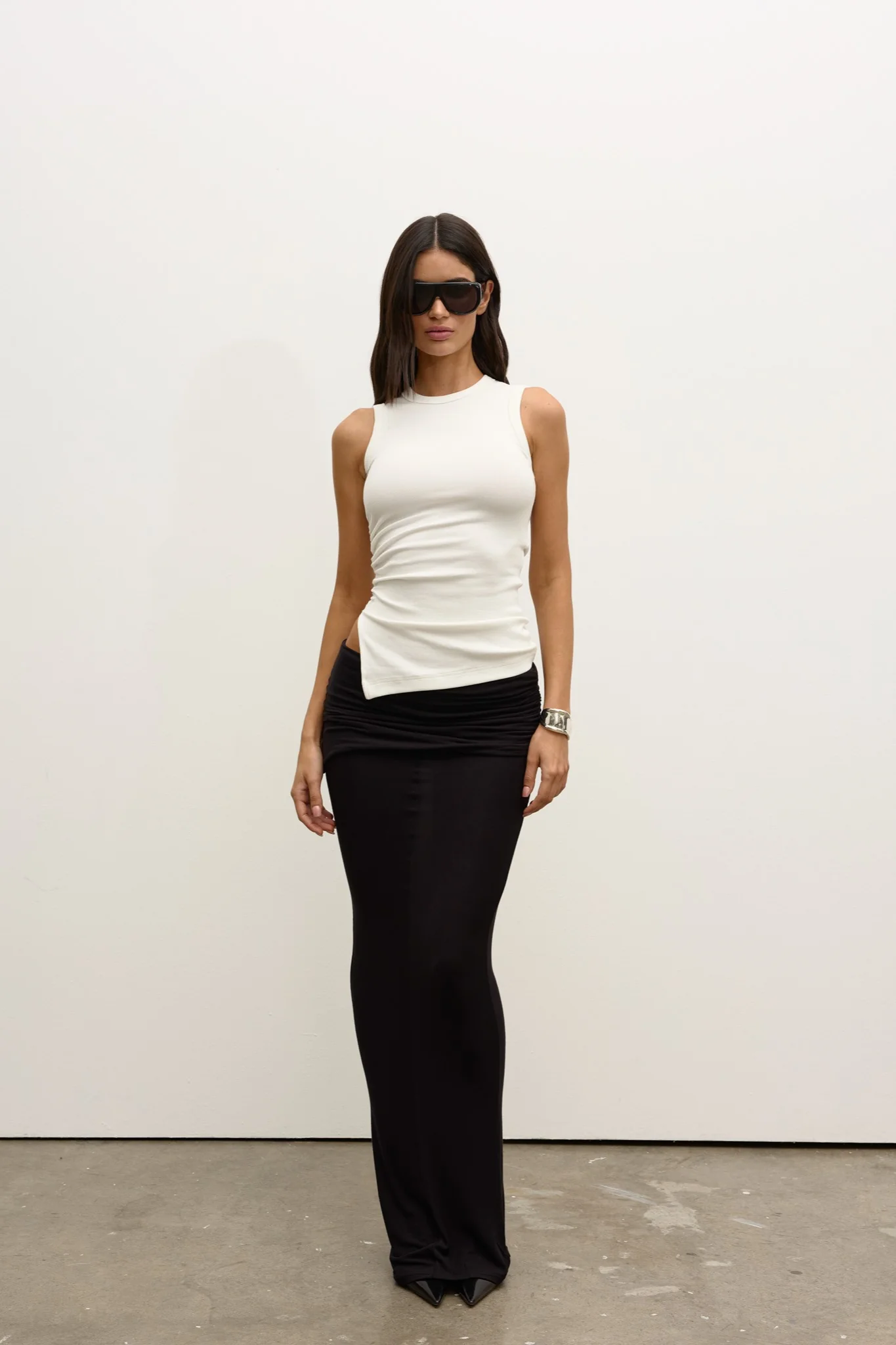 LANA ROUCHED TANK - WHITE