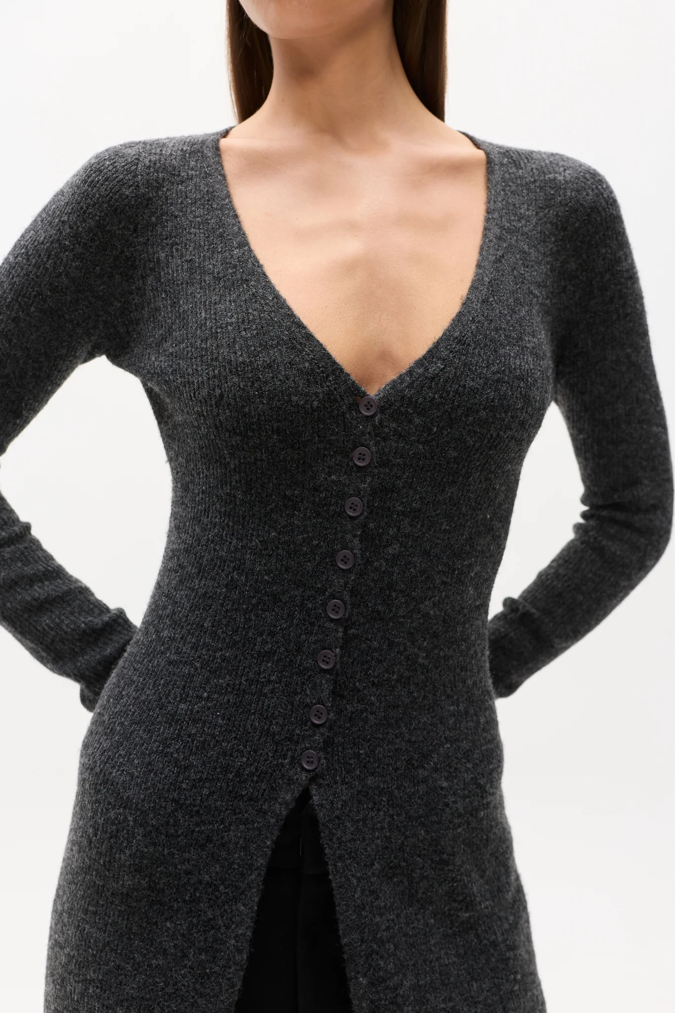 MARGAUX KNIT DRESS - CHARCOAL - Image 2