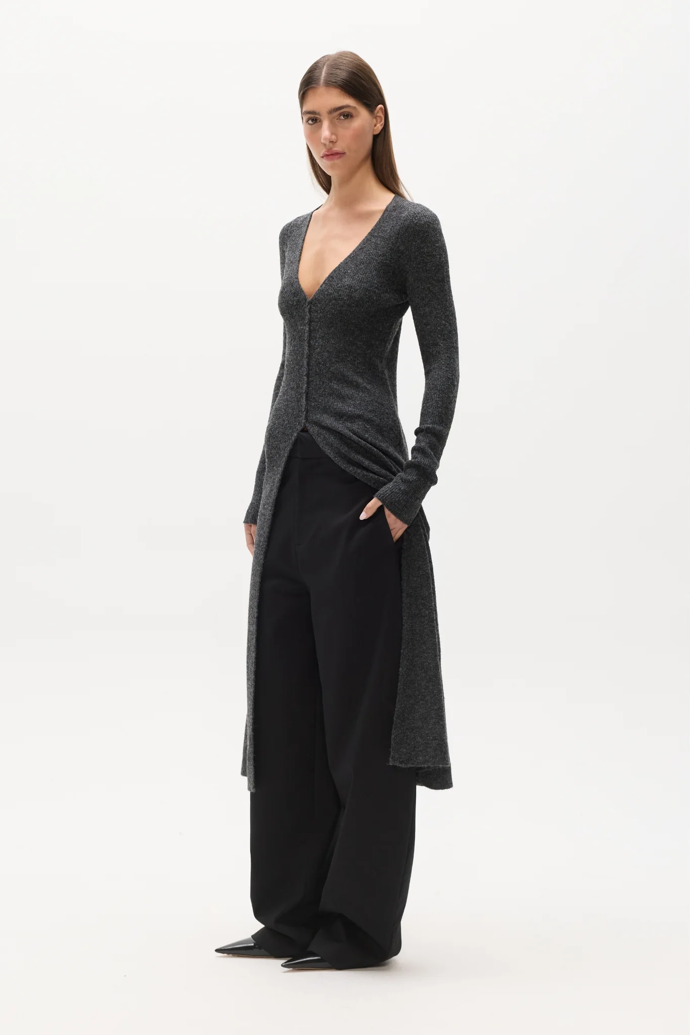 MARGAUX KNIT DRESS - CHARCOAL - Image 3