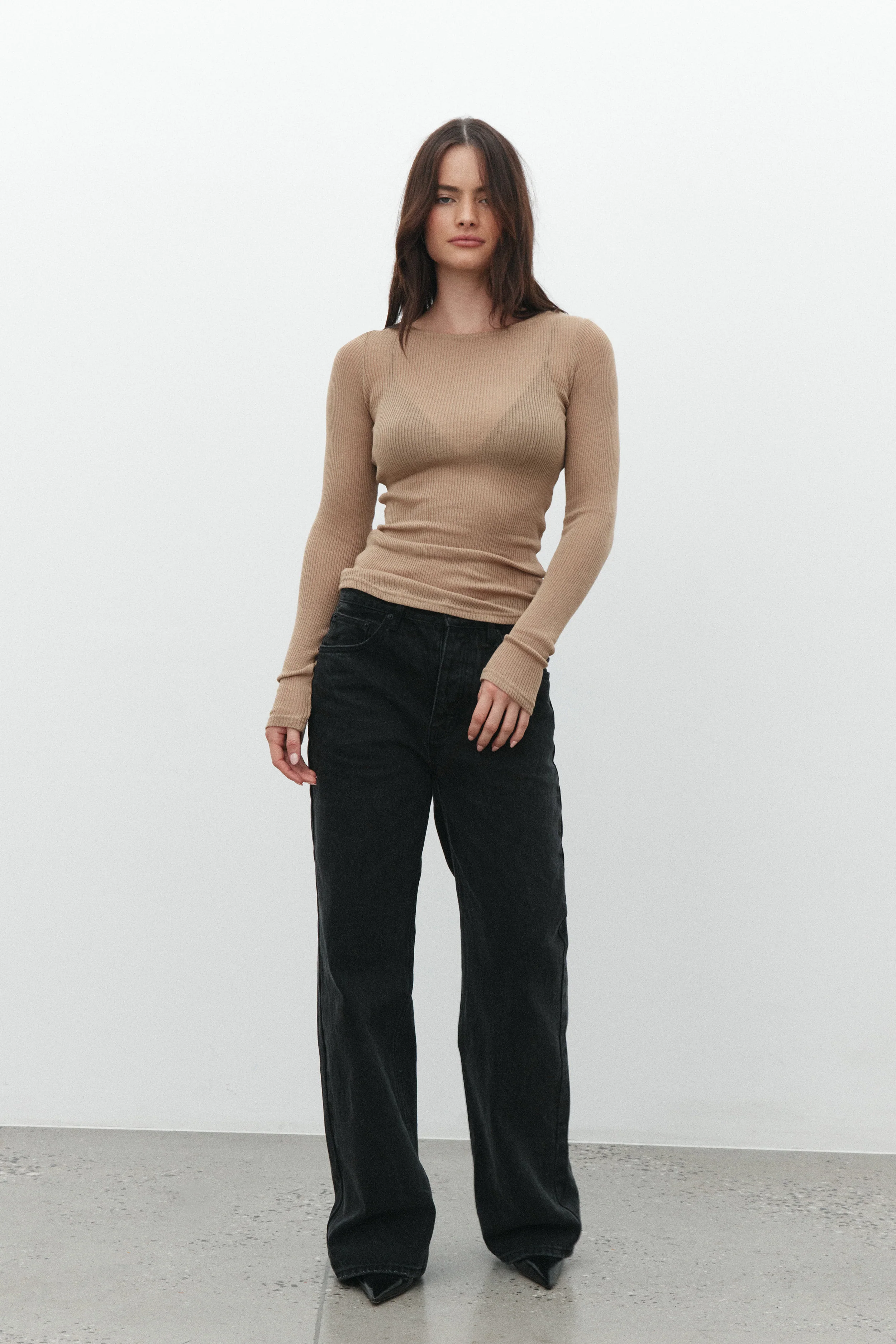 MYLES CREW NECK TOP - LATTE - Image 2
