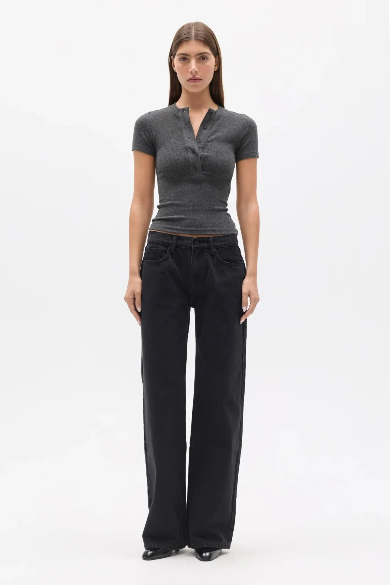 OCEANE TOP - DARK HEATHER GREY