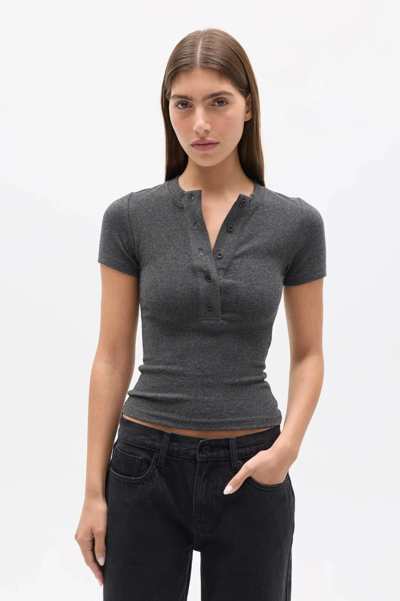 OCEANE TOP - DARK HEATHER GREY - Image 3