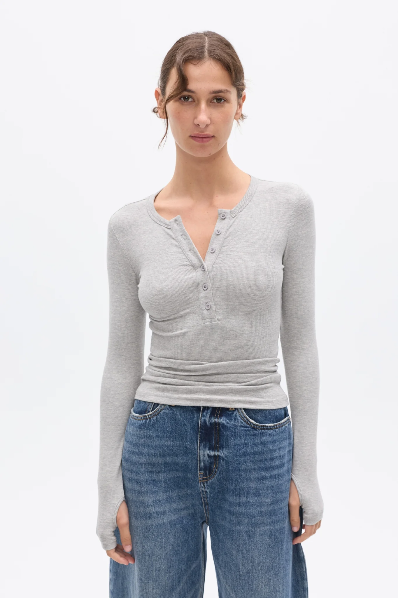 PIPER HENLEY TOP - GREY MARLE - Image 2