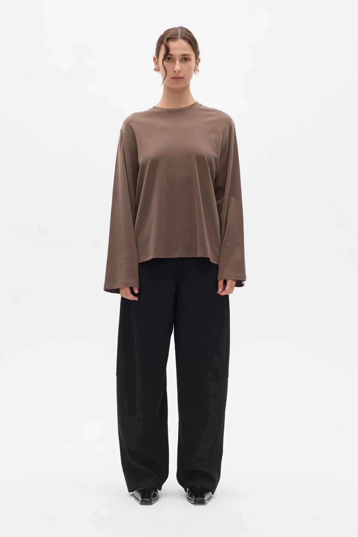 PRIYA LONG SLEEVE TOP - BROWN