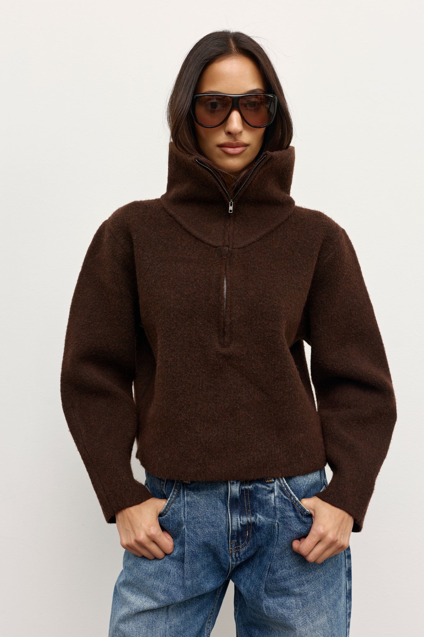 RIVA QUARTER ZIP - CHOCOLATE - Image 3