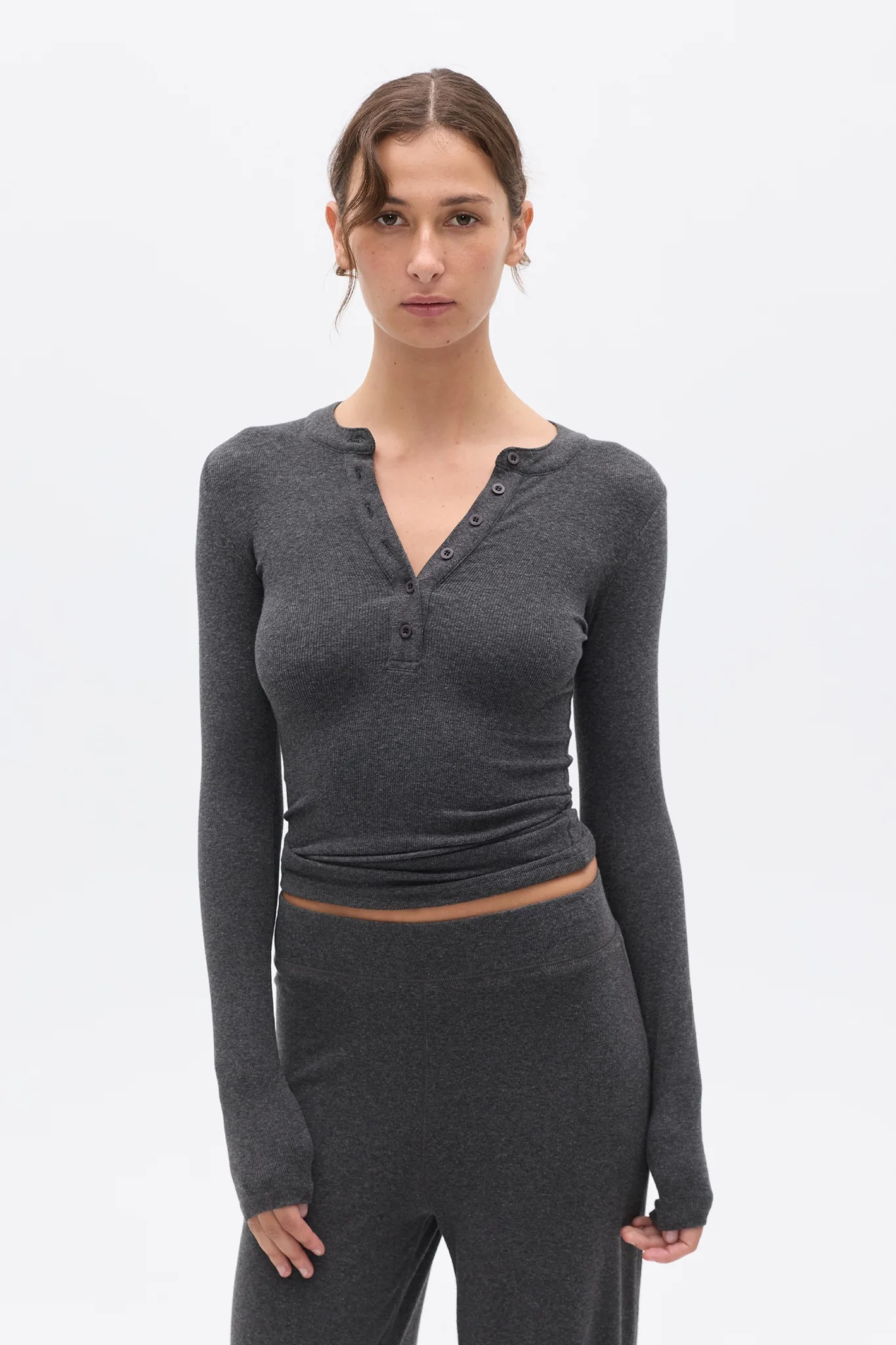 SEARLE HENLEY TOP - DARK HEATHER GREY - Image 4