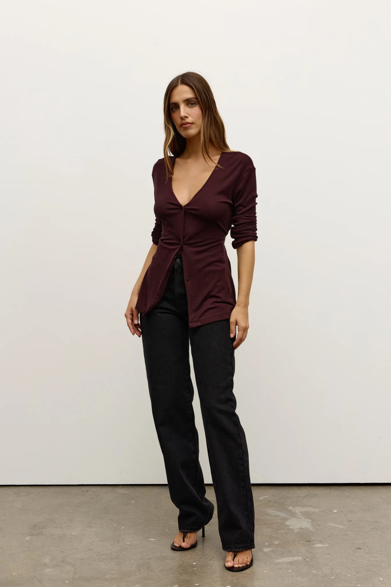 SERAFINA BUTTON UP - BLACK CHERRY - Image 2