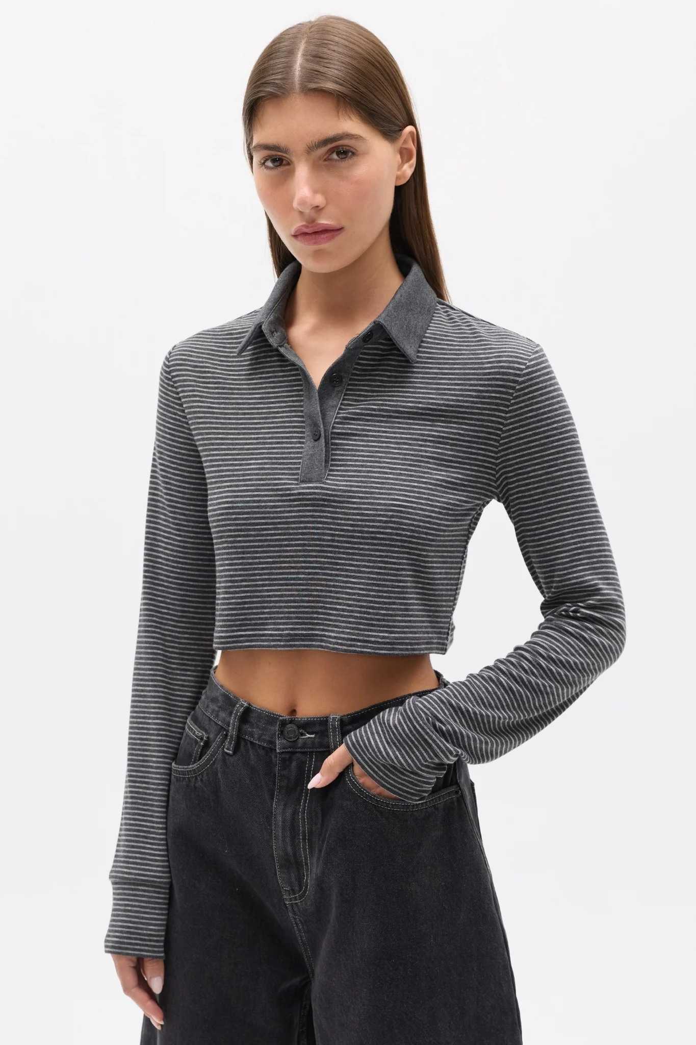 SEREN TOP - GREY STRIPE - Image 2