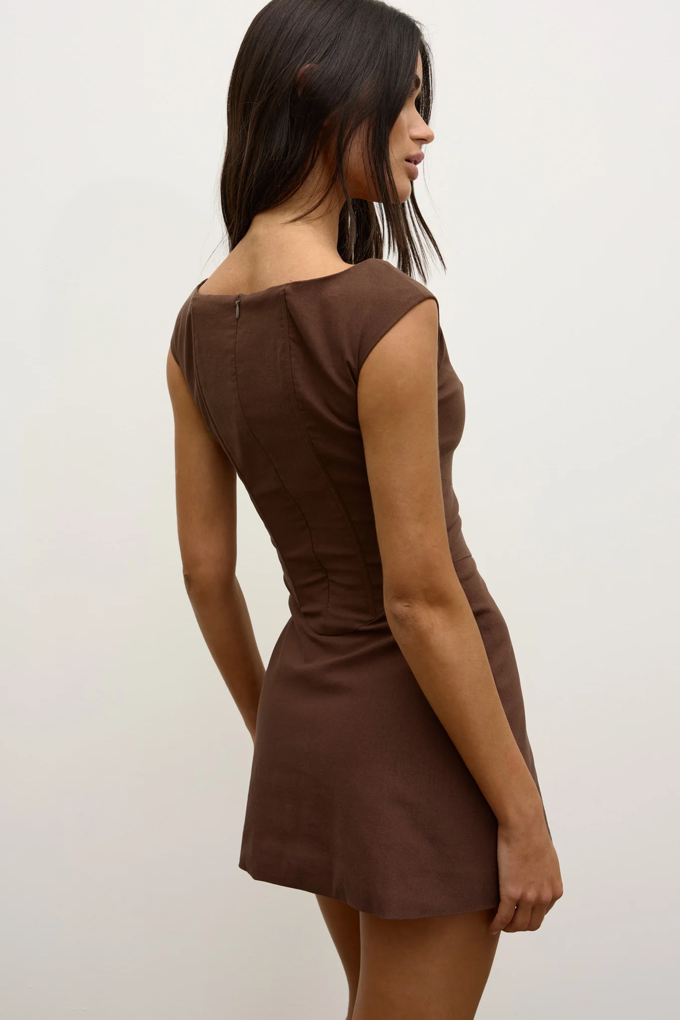 SLOANE MINI DRESS - CHOCOLATE - Image 6