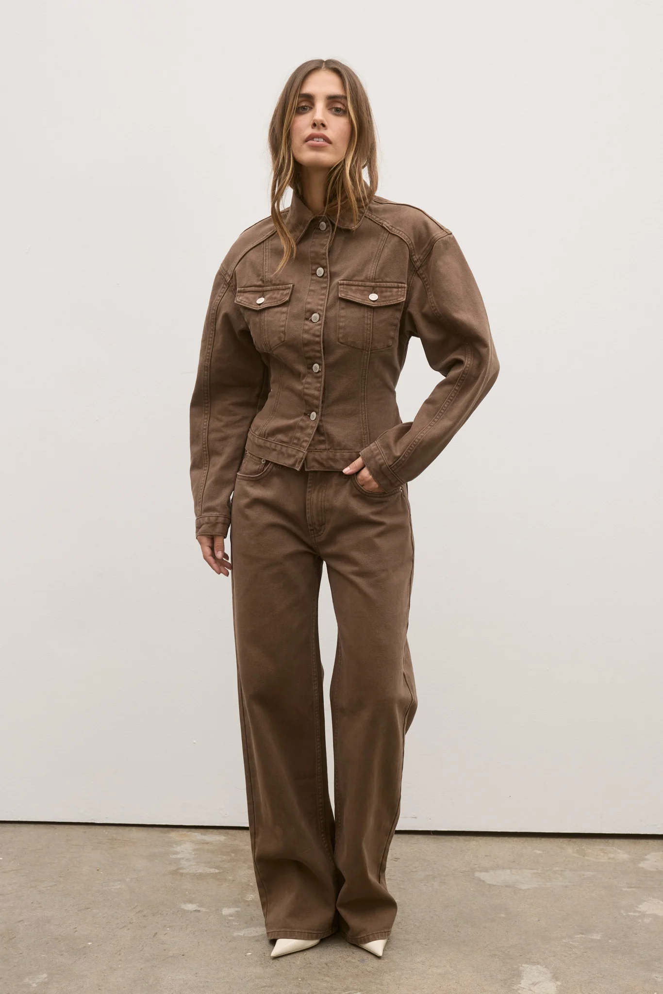 VIOLET DENIM JACKET - CHOCOLATE - Image 3