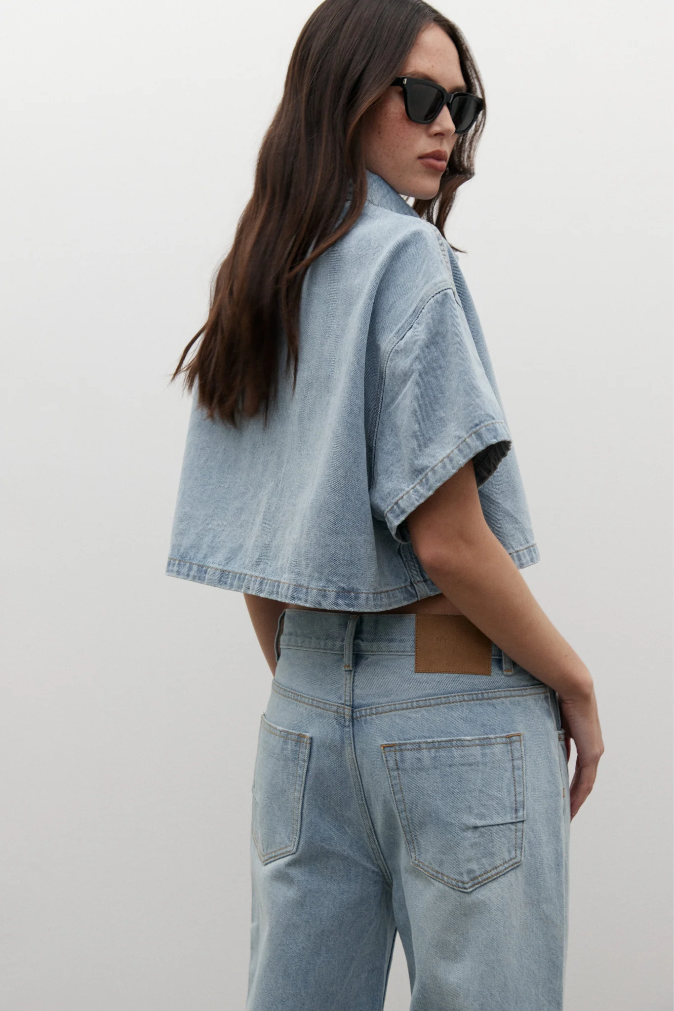 ZARA CROPPED DENIM SHIRT - OAKLAND BLUE - Image 3