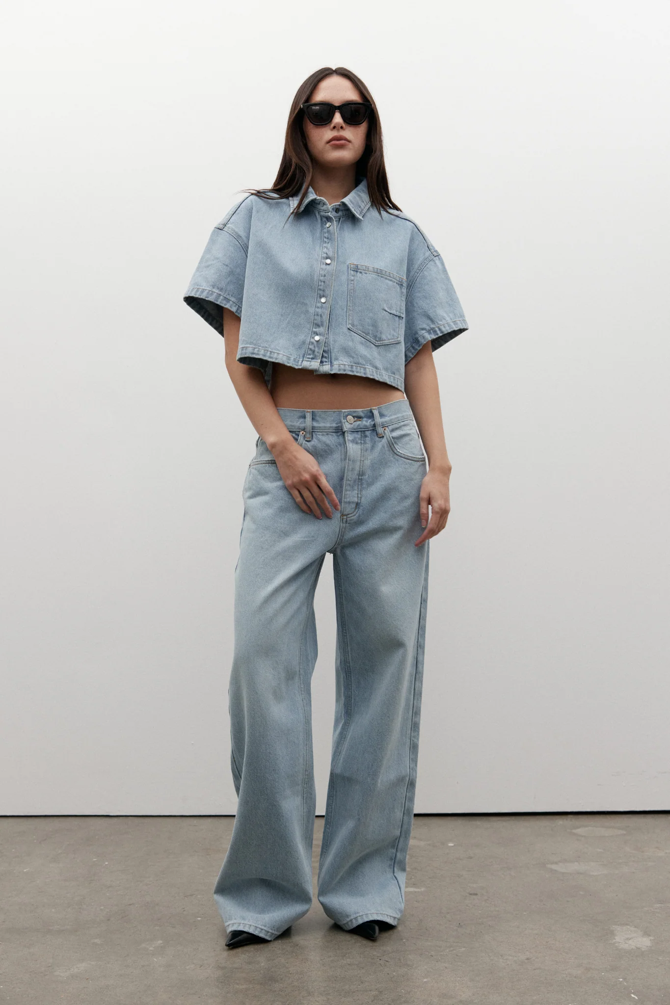 ZARA CROPPED DENIM SHIRT - OAKLAND BLUE - Image 4